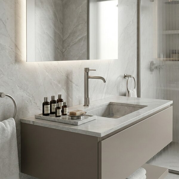 Bathroom faucet Rea Lungo Stripe Brush Nickel