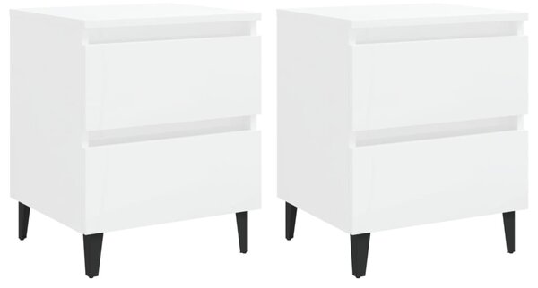 Bed Cabinets 2 pcs High Gloss White 40x35x50 cm Engineered Wood