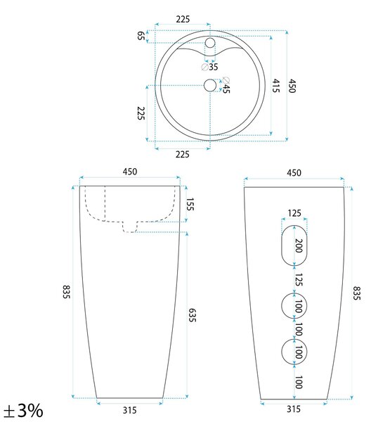 Freestanding ceramic basin Anya Savana Matt