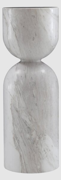 Salina Marble Round Lamp Table In White Volakas Natural
