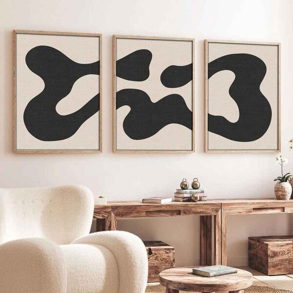 Stillform Wooden 20x30cm Fluidity Art Frame Set of 3 in Black and White