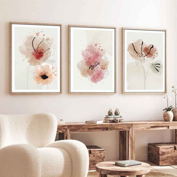 Axiom Wooden 20x30cm Wildflower Splatter Art Frame Set of 3 in Multicolour