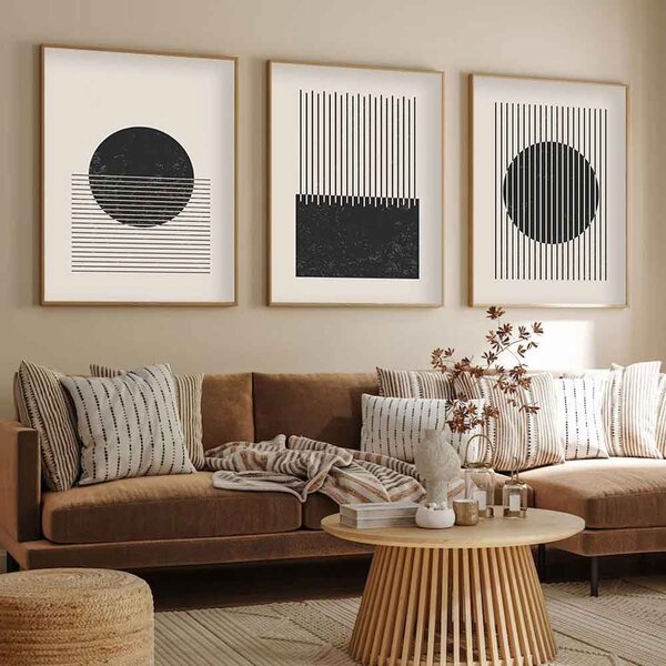 Impressionist Wooden 20x30cm Linear Equilibrium Art of Frame Set of 3 in Multicolour