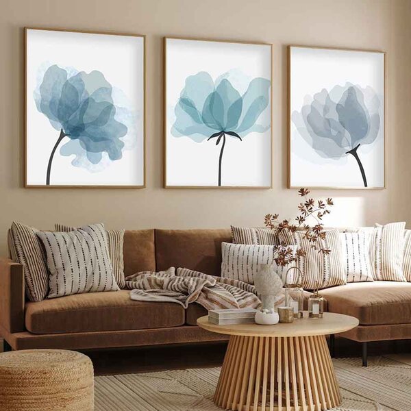 Axiom Wooden 20x30cm Cool Breeze Blossoms Art Frame Set of 3 in Multicolour