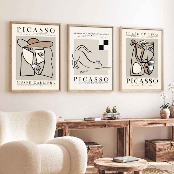Satori Wooden 20x30cm Cubist Soul Cat Art of Frame Set of 3 in Multicolour