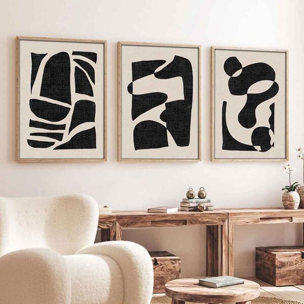 Axiom Wooden 20x30cm Primitive Art Frame Set of 3 in Black and White