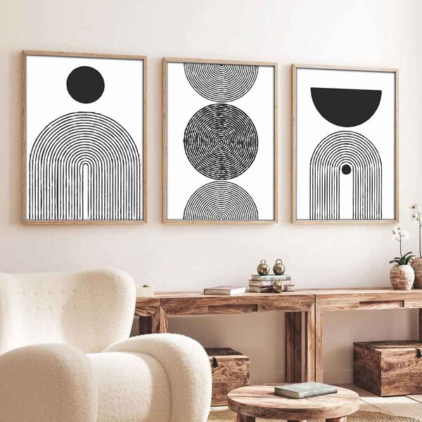 Stillform Wooden 20x30cm Monochrome Art Frame Set of 3 in Black and White
