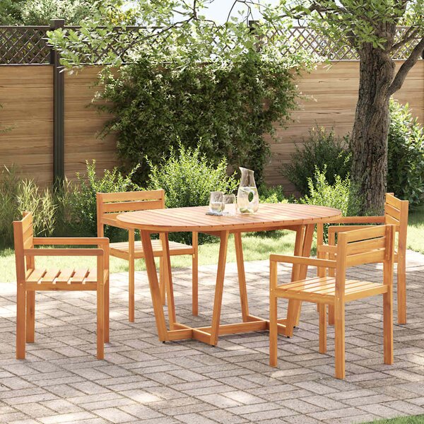 Revano Garden 150cm Acacia Wood Dining Table with 4 Chairs in Brown