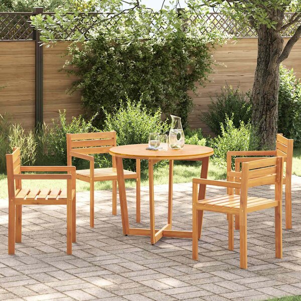 Revano Garden 90cm Acacia Wood Dining Table with 4 Chairs in Brown