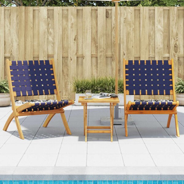 Zoreva Garden Fabric Folding Duo Set with Acacia Wood Frame in Blue