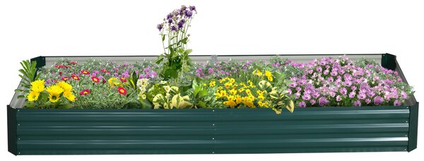 Outsunny Metal Raised Garden Bed Planter Box Outdoor Planters for Growing Flowers, Herbs, Green, 241x90.5x30cm