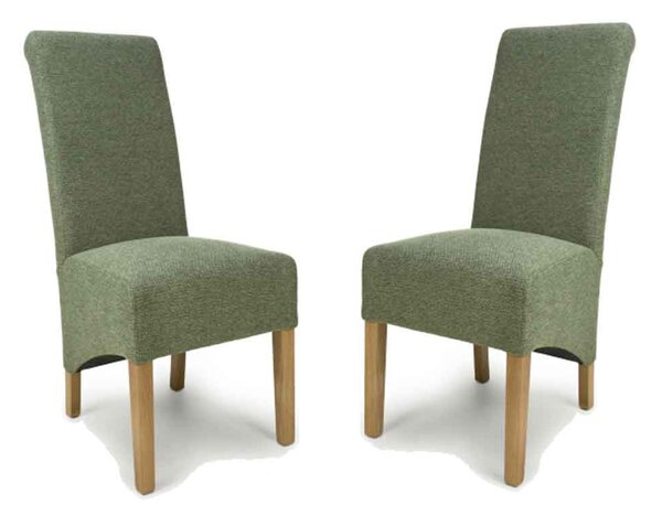 Kyoto Fabric Dining Chairs In Pair - Weave Green