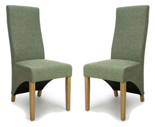 Basrah Fabric Dining Chairs In Pair - Green