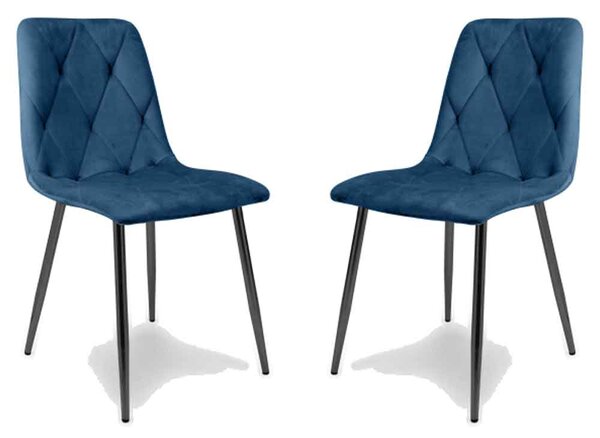 Vestal Blue Velvet Dining Chairs In Pair