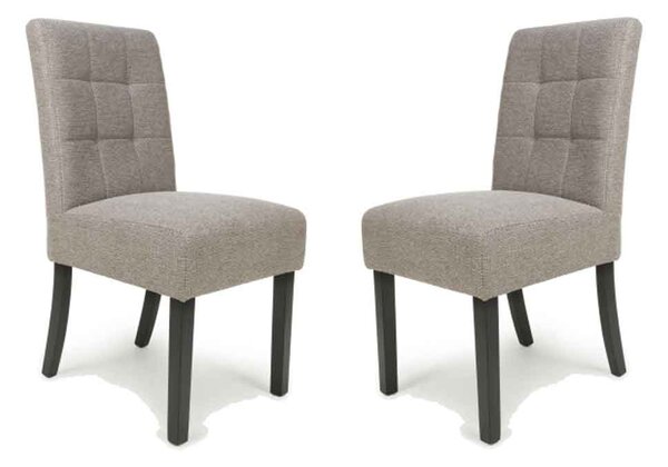 Mendoza Mocha Fabric Dining Chairs With Black Leg In Pair
