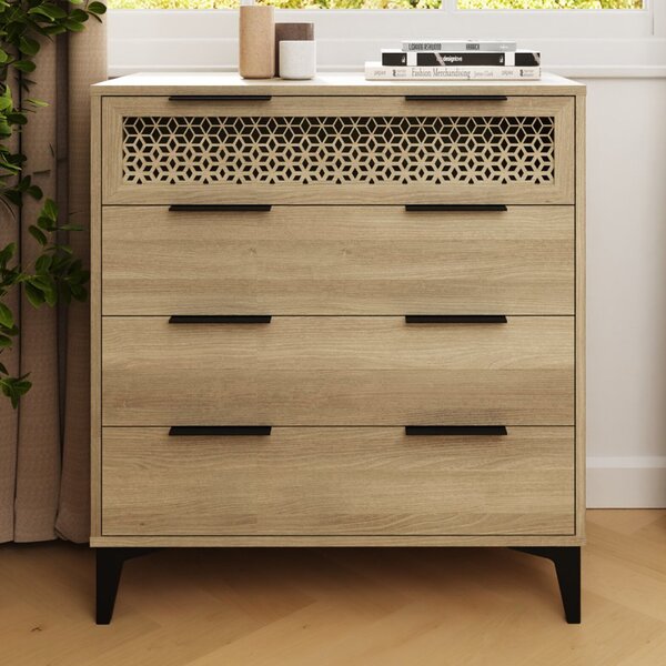 Epping Wooden Chest Of 4 Drawers - Oak
