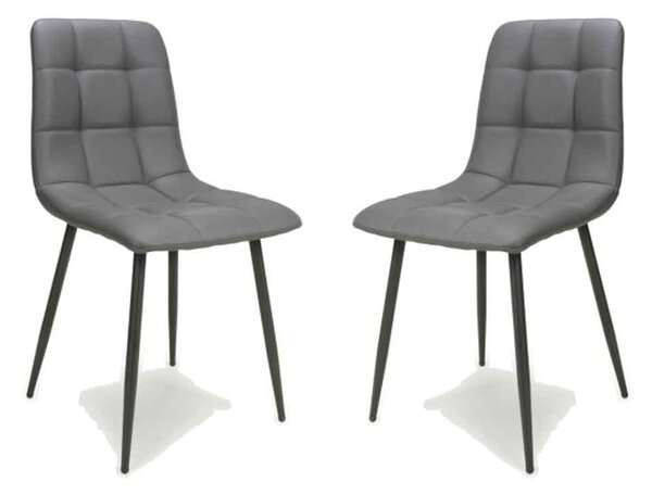 Massa Grey Faux Leather Dining Chairs In Pair