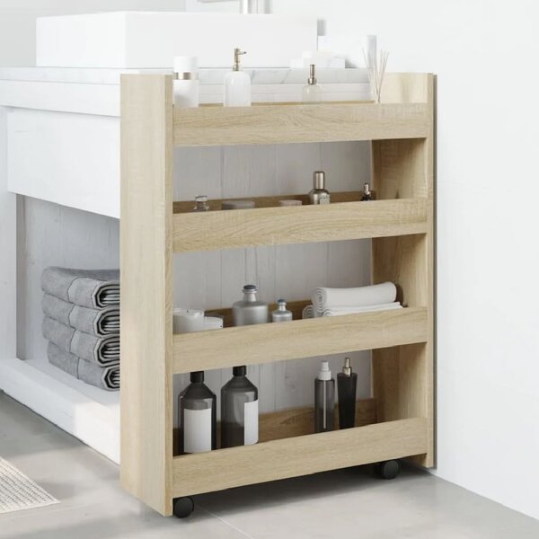 Algona Wooden Kitchen Trolley With 4 Shelves In Sonoma Oak