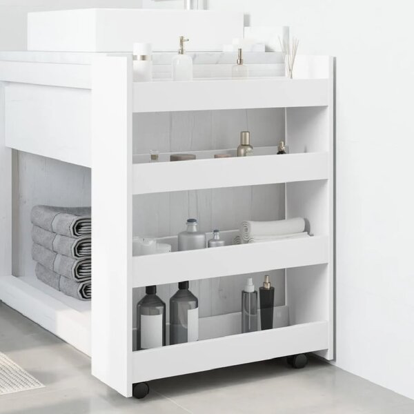 Algona Wooden Kitchen Trolley With 4 Shelves In White