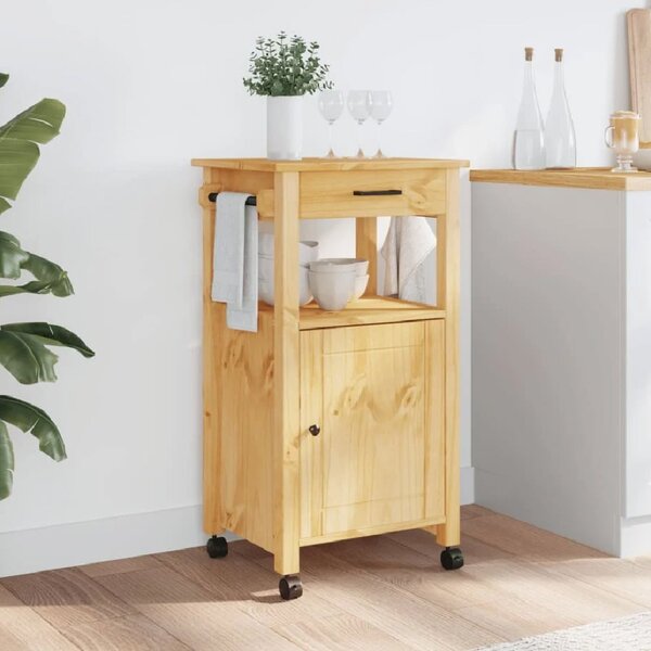Cordova Wooden Kitchen Trolley With 1 Door 1 Drawer In Brown