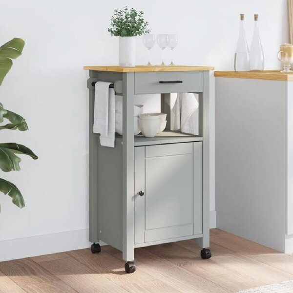 Cordova Wooden Kitchen Trolley With 1 Door 1 Drawer In Grey Brown
