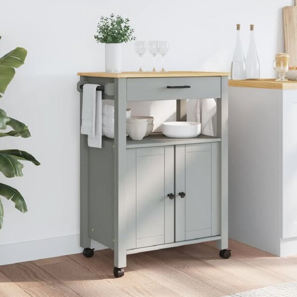 Colville Wooden Small Kitchen Trolley With 2 Doors In Grey Brown
