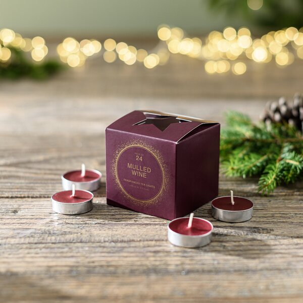 Set of 24 Mulled Wine Tealights Red