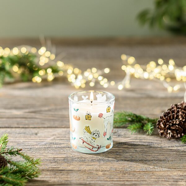 Christmas Dogs Winter Spice Candle with Lid Clear