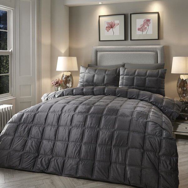 Soiree Brighton Square Duvet Cover Bedding Set Slate