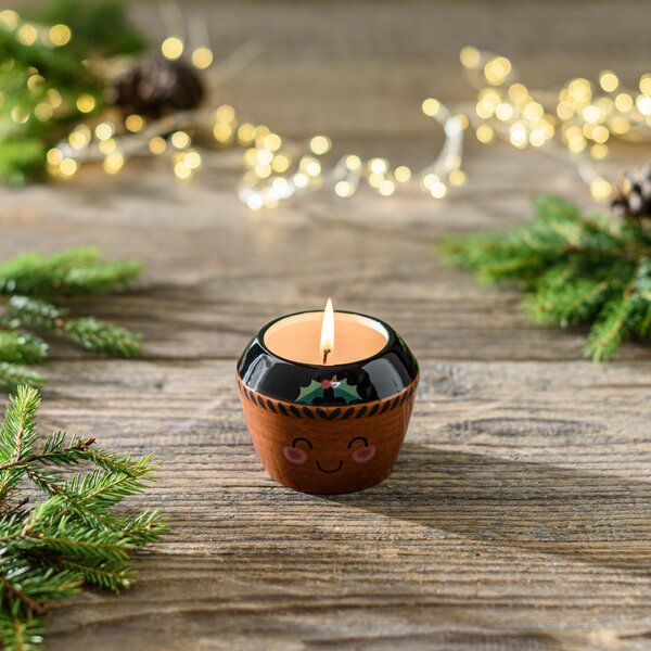 Traditional Folk Cherry Vanilla Mince Pie Candle Brown