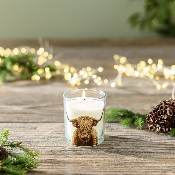 Linen Highland Cow Candle