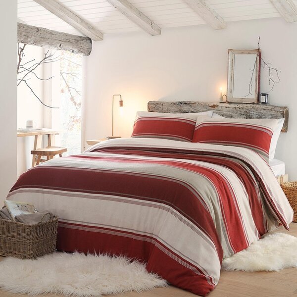 Fusion Snug Betley Brushed Duvet Cover Bedding Set Red