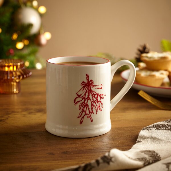 Mistletoe Ceramic Tankard Mug White