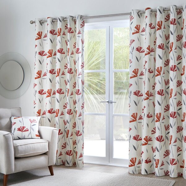 Dacey Ready Made Eyelet Curtains Red