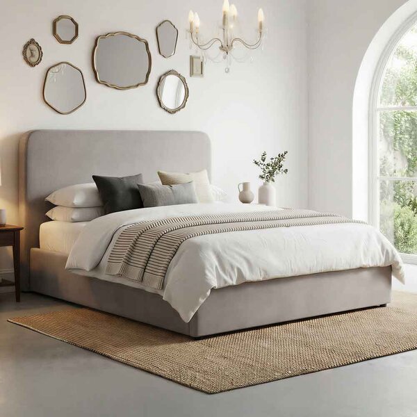 Ascot Fabric Ottoman Storage Double Bed In Grey