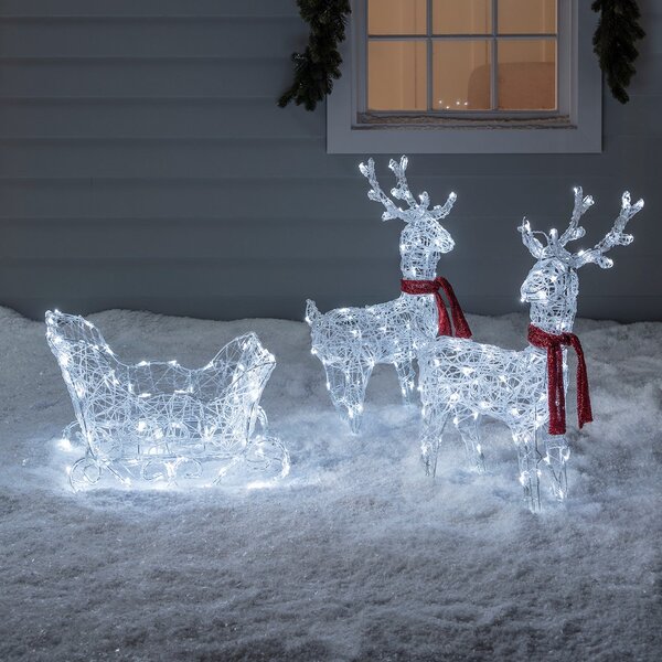 Reindeer & Sleigh Battery Acrylic Christmas Figure