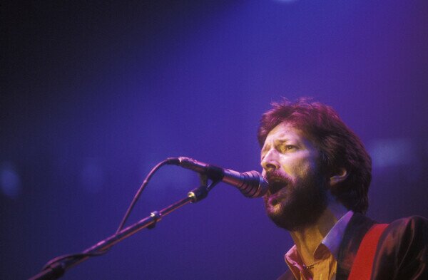 Photography British guitarist, singer and songwriter Eric Clapton, Rome, Palaeur, 1987