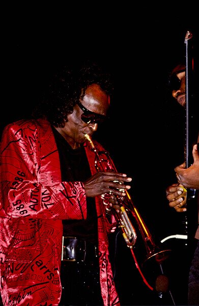 Photography Miles Davis, during a live performance, 1970-80