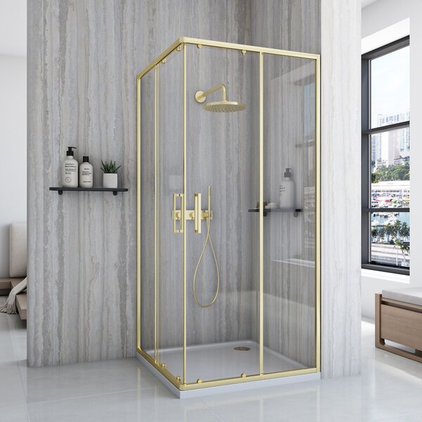 Shower enclosure Rea City 80x80 Gold Brush