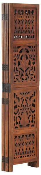 Hand Carved 5-Panel Room Divider Brown 200x165 cm Solid Mango Wood