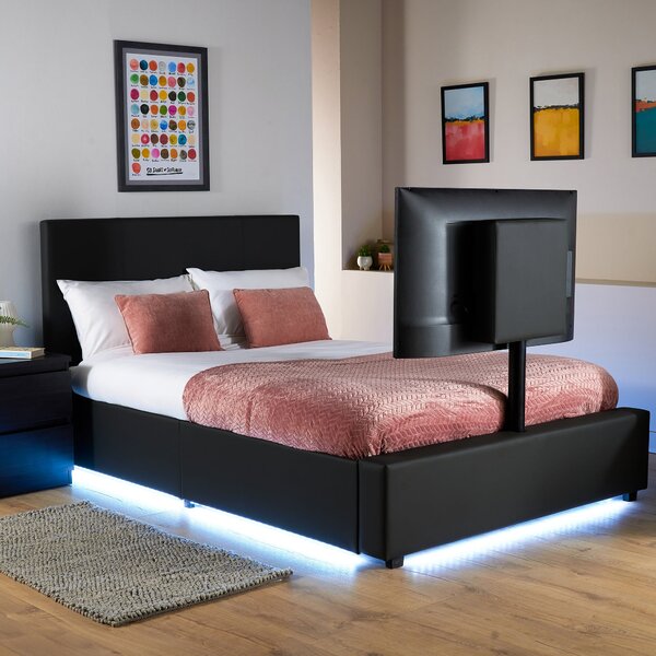 X Rocker Living Ava TV Bed with LED Lights and TV Mount Black