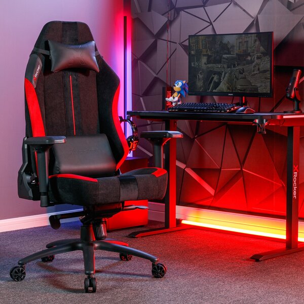X Rocker Onyx Office Fabric Gaming Chair Red