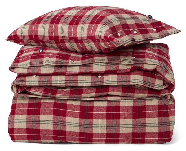 Lexington Checked cotton flannel bedding set Red-beige-green-white