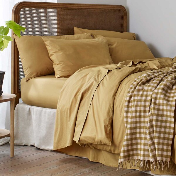 Piglet Butterscotch Washed Cotton Percale Flat Sheet Size King