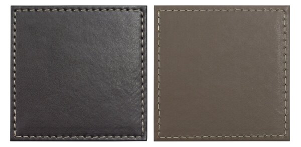 Set of 4 Dual Colour Faux Leather Coasters Brown and Black