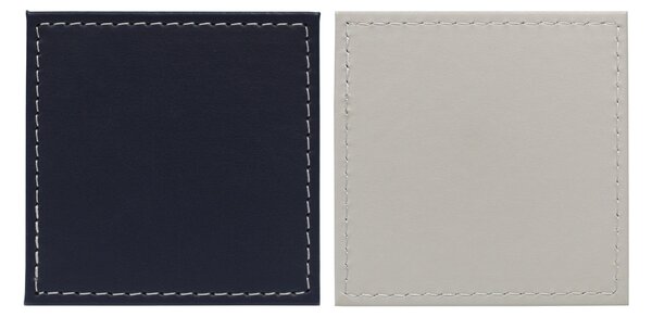 Set of 4 Dual Colour Faux Leather Coasters Navy and Cream
