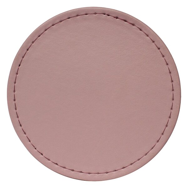 Set of 4 Blush & Rose Faux Leather Reversible Round Coasters Blush