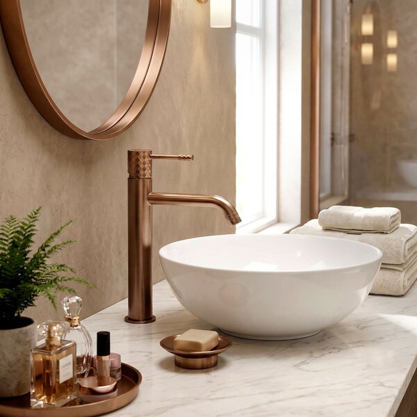 Bathroom faucet Rea Lungo Diamond Brush Copper High
