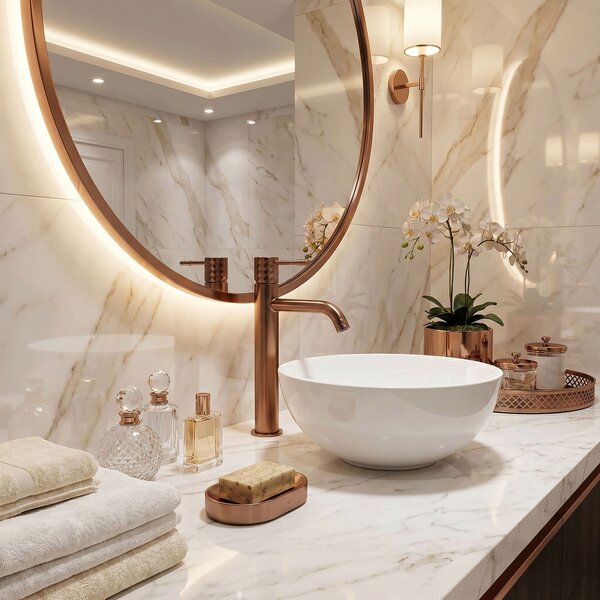 Bathroom faucet Rea Lungo Diamond Brush Copper High