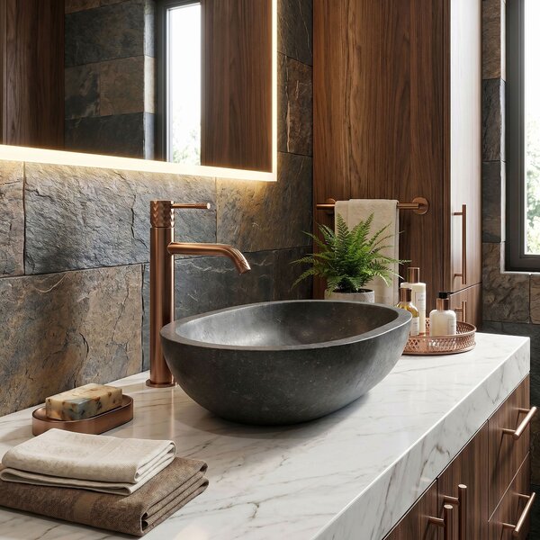 Bathroom faucet Rea Lungo Diamond Brush Copper High